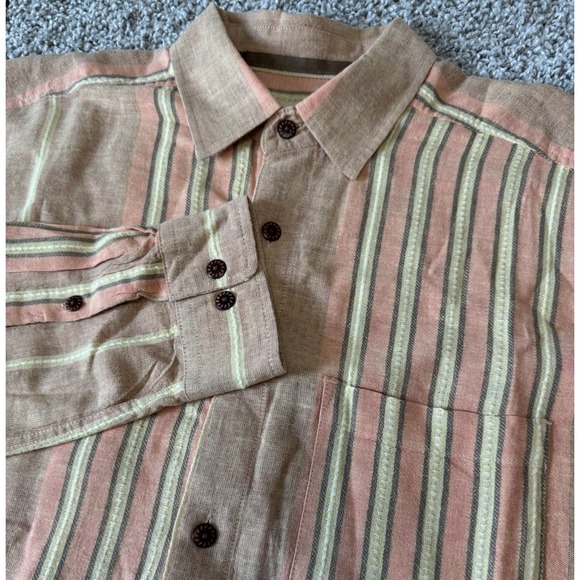 The Territory Ahead Other - Territory Ahead Lien Cotton Blend Long Sleeve‎ Button Up Shirt Stripe Medium